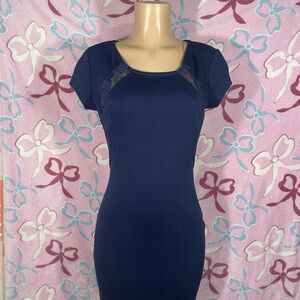 Heart Soul Women’s Bodycon Solid Navy Blue Lace Dress Size Large Juniors